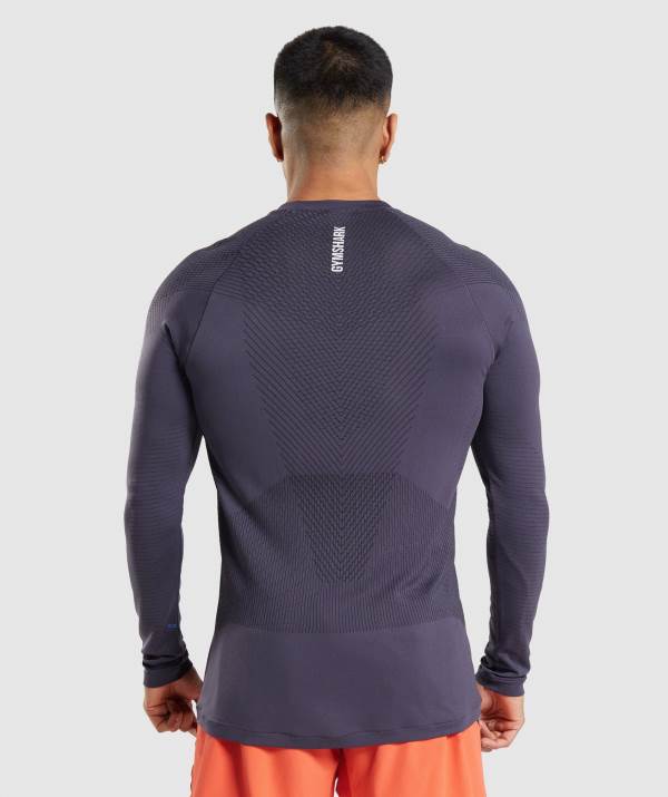 Panske Mikiny Gymshark Apex Seamless Long Sleeve Čierne Nachový | OS2647981